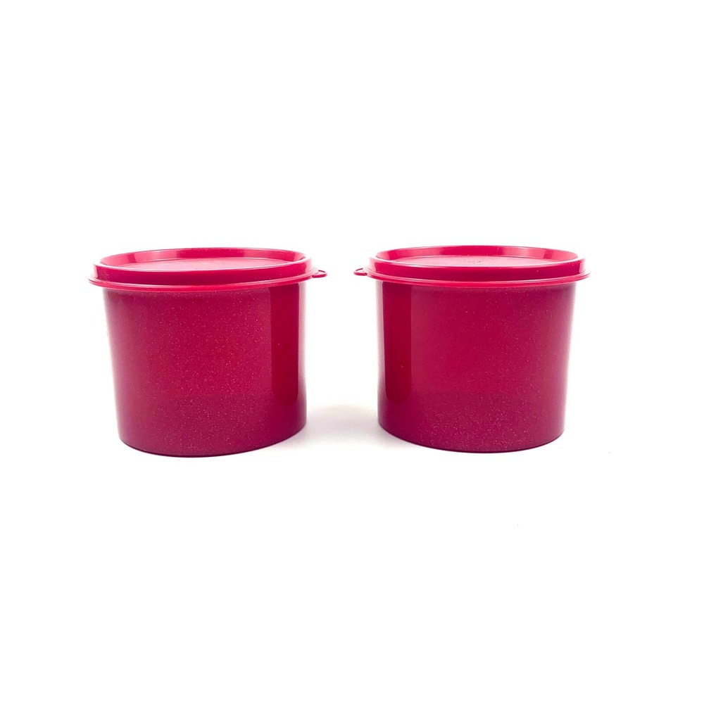 Tupperware Limited Edition Glitter Sparkle Red Canisters w/ Lids 2.5 Cups Lot 2 - Picture 3 of 15